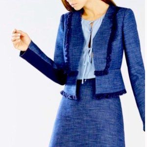 BCBG MaxAzria Henre Navy Fringe Blazer Medium NEW